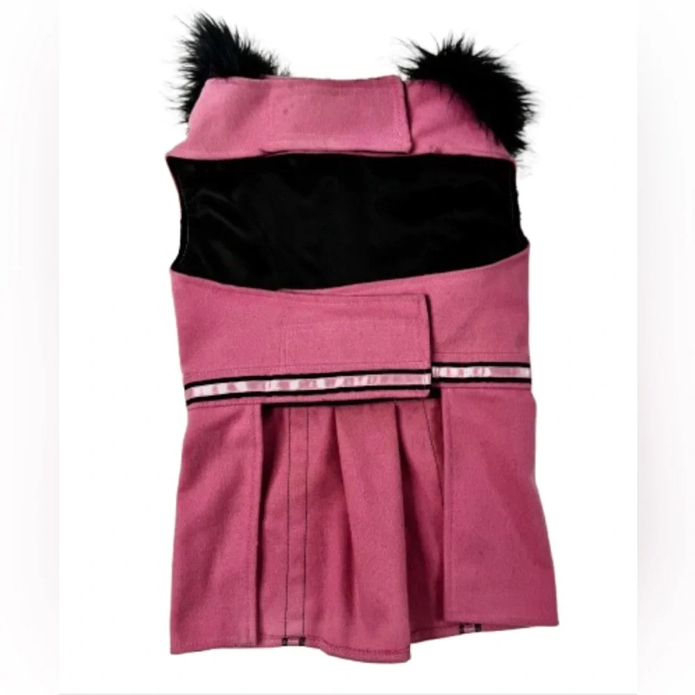 Pink Wool Fur Dog Harness Dress